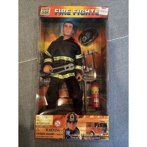 Fire Fighter Power Team Black Uniform 12" Poseable Action Figure